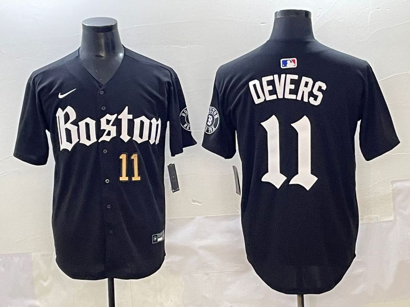 Men 2025 Boston Red Sox #11 Devers Black Five generations Joint Name Nike MLB Jersey style 2